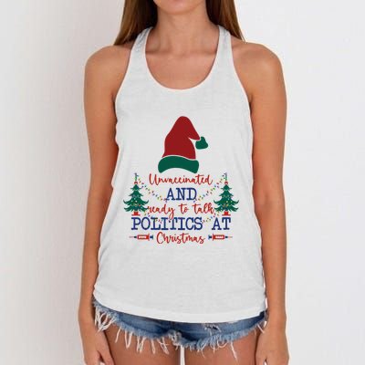 Unvaccinated Politics Talk At Christmas Women's Knotted Racerback Tank