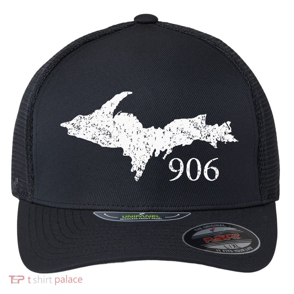 Upper Peninsula UP 906 Yooper Pride Michigan Roots Flexfit Unipanel Trucker Cap