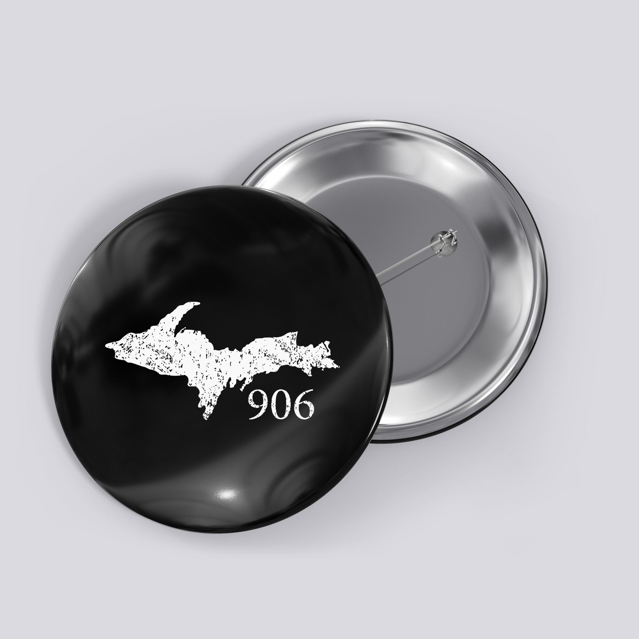 Upper Peninsula UP 906 Yooper Pride Michigan Roots Button