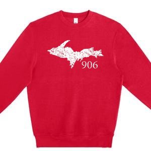 Upper Peninsula UP 906 Yooper Pride Michigan Roots Premium Crewneck Sweatshirt