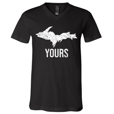 Upper Peninsula UP Yours Yooper Pride Michigan Roots V-Neck T-Shirt