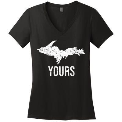 Upper Peninsula UP Yours Yooper Pride Michigan Roots Women's V-Neck T-Shirt