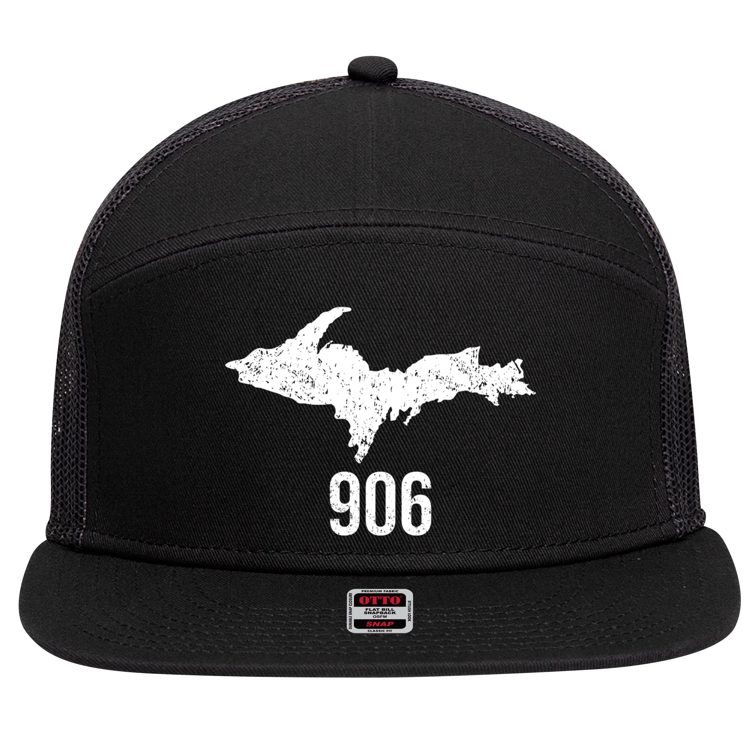 Upper Peninsula Up 906 Yooper Pride Michigan Roots Gift 7 Panel Mesh Trucker Snapback Hat