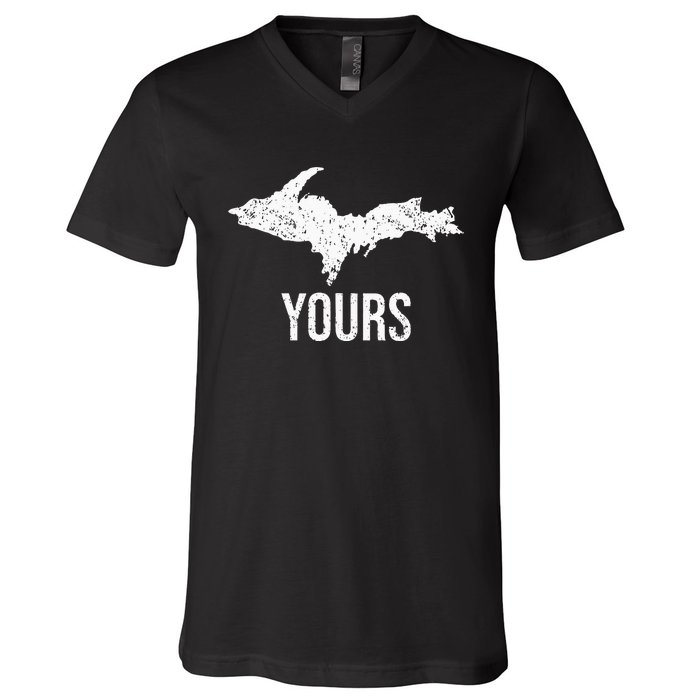 Upper Peninsula UP Yours Yooper Pride Michigan Roots V-Neck T-Shirt