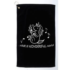 Unicorn Playing Ukelele What A Wonderful World Gift Platinum Collection Golf Towel