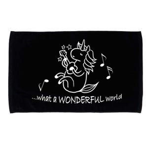 Unicorn Playing Ukelele What A Wonderful World Gift Microfiber Hand Towel