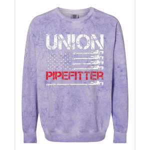 Union Pipefitter Union Strong USA American Flag Colorblast Crewneck Sweatshirt