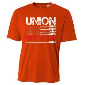 Union Pipefitter Union Strong USA American Flag Cooling Performance Crew T-Shirt