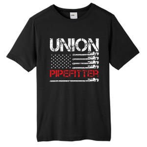 Union Pipefitter Union Strong USA American Flag Tall Fusion ChromaSoft Performance T-Shirt