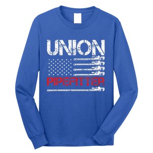 Union Pipefitter Union Strong USA American Flag Long Sleeve Shirt