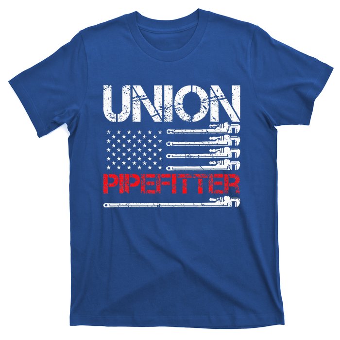 Union Pipefitter Union Strong USA American Flag T-Shirt