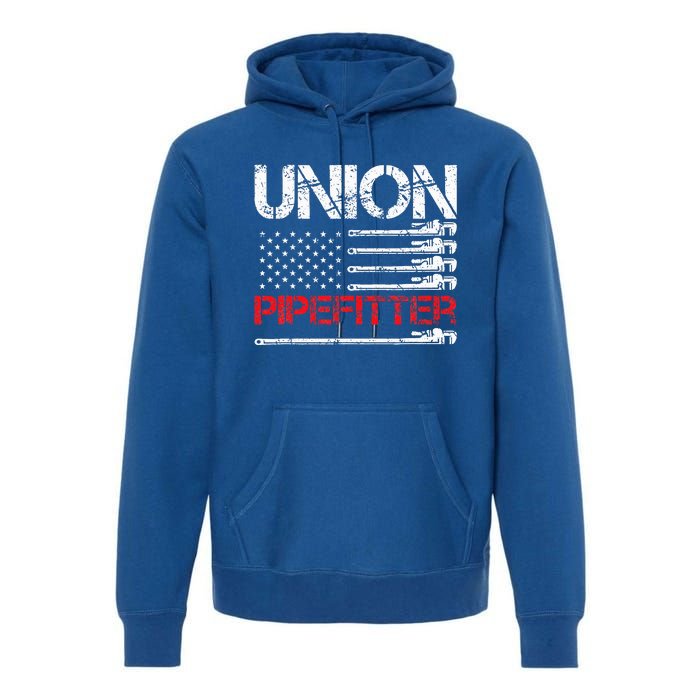 Union Pipefitter Union Strong USA American Flag Premium Hoodie