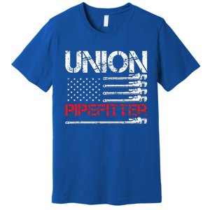 Union Pipefitter Union Strong USA American Flag Premium T-Shirt