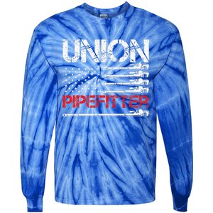 Union Pipefitter Union Strong USA American Flag Tie-Dye Long Sleeve Shirt