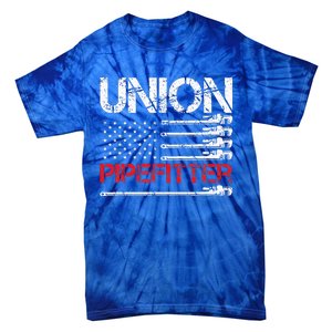 Union Pipefitter Union Strong USA American Flag Tie-Dye T-Shirt