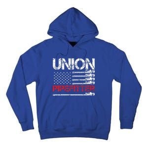 Union Pipefitter Union Strong USA American Flag Tall Hoodie