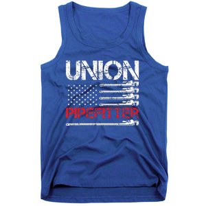 Union Pipefitter Union Strong USA American Flag Tank Top