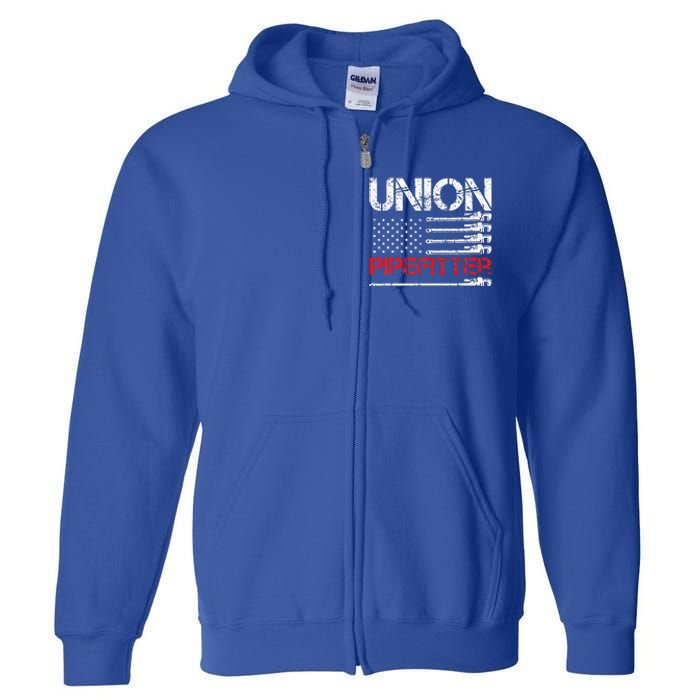 Union Pipefitter Union Strong USA American Flag Full Zip Hoodie