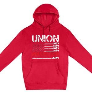 Union Pipefitter Union Strong USA American Flag Premium Pullover Hoodie