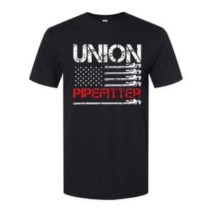 Union Pipefitter Union Strong USA American Flag Softstyle CVC T-Shirt