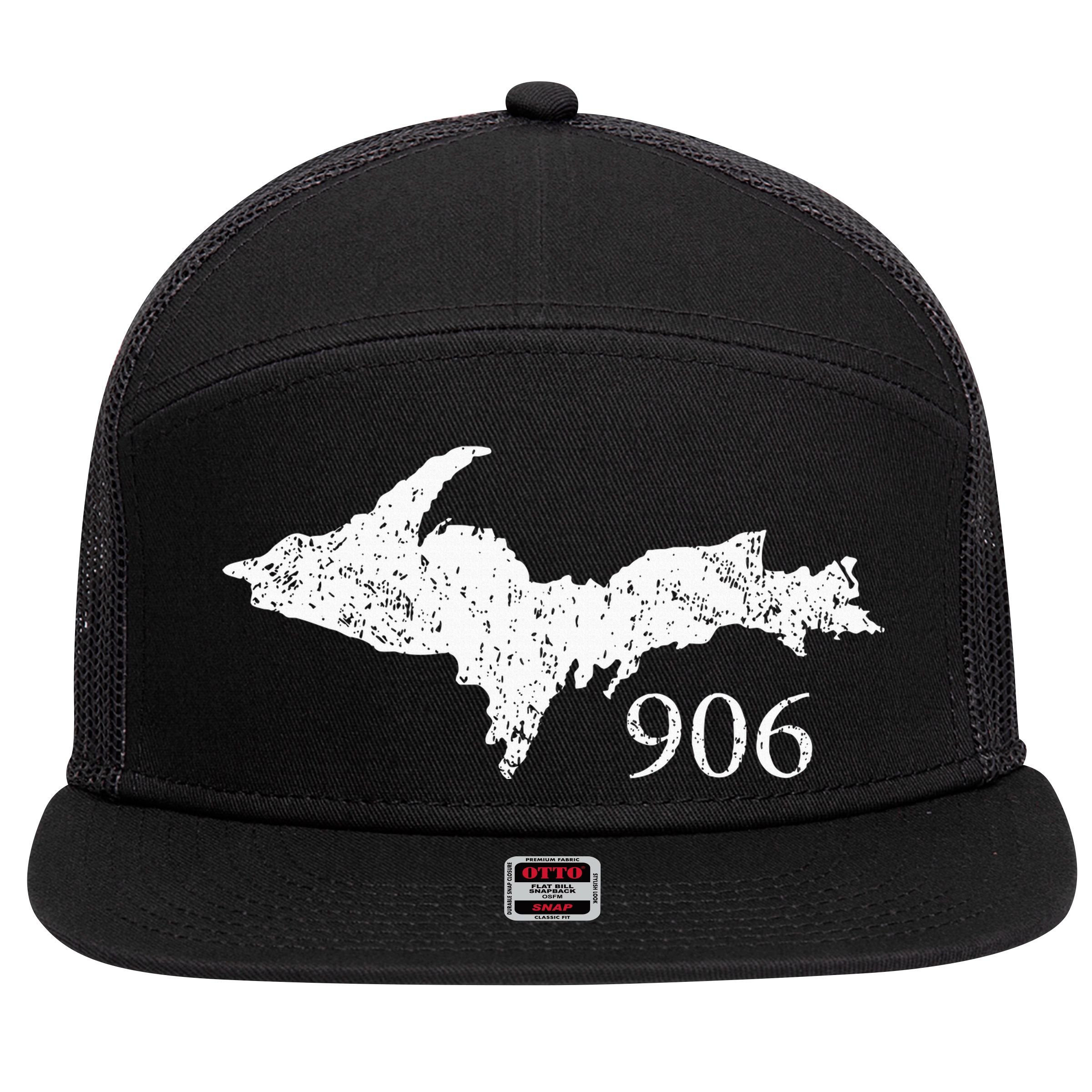 Upper Peninsula Up 906 Yooper Pride Michigan Roots 7 Panel Mesh Trucker Snapback Hat