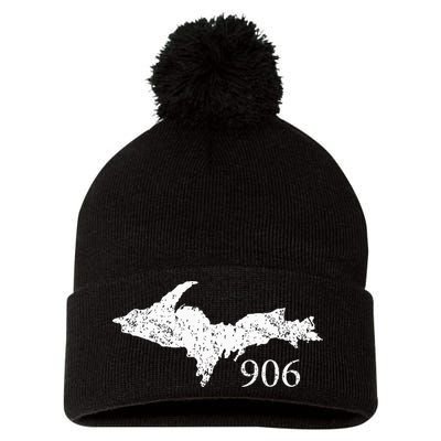 Upper Peninsula Up 906 Yooper Pride Michigan Roots Pom Pom 12in Knit Beanie