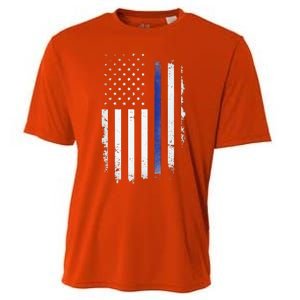 US Police USA American Flag Back The Blue Lives Matter Cooling Performance Crew T-Shirt