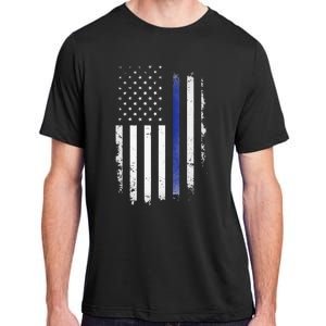 US Police USA American Flag Back The Blue Lives Matter Adult ChromaSoft Performance T-Shirt