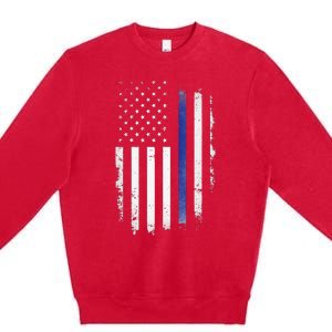 US Police USA American Flag Back The Blue Lives Matter Premium Crewneck Sweatshirt