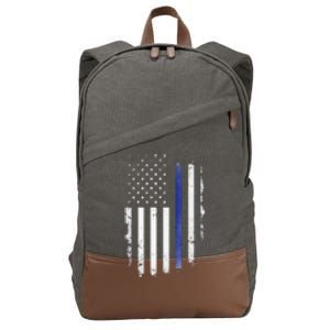 US Police USA American Flag Back The Blue Lives Matter Cotton Canvas Backpack