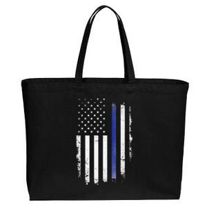 US Police USA American Flag Back The Blue Lives Matter Cotton Canvas Jumbo Tote