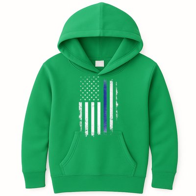US Police USA American Flag Back The Blue Lives Matter Kids Hoodie