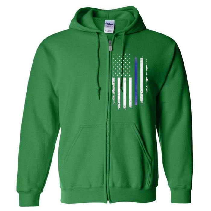 US Police USA American Flag Back The Blue Lives Matter Full Zip Hoodie