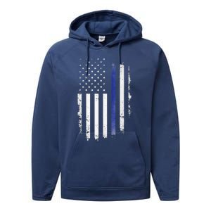 US Police USA American Flag Back The Blue Lives Matter Performance Fleece Hoodie