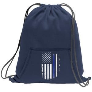 US Police USA American Flag Back The Blue Lives Matter Sweatshirt Cinch Pack Bag