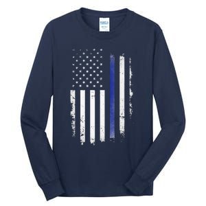 US Police USA American Flag Back The Blue Lives Matter Tall Long Sleeve T-Shirt