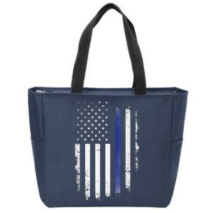 US Police USA American Flag Back The Blue Lives Matter Zip Tote Bag