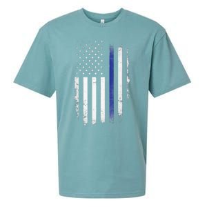 US Police USA American Flag Back The Blue Lives Matter Sueded Cloud Jersey T-Shirt