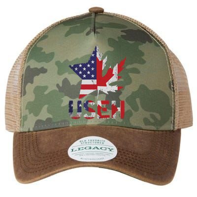 USEH Patriotic USA Star Canadian Maple Leaf Canada Legacy Tie Dye Trucker Hat