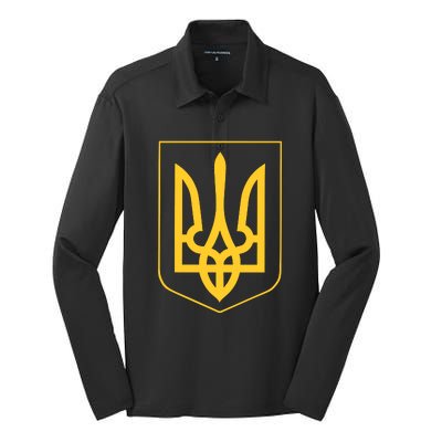 Ukraine Pride Ukrainian Coat Of Arms Silk Touch Performance Long Sleeve Polo