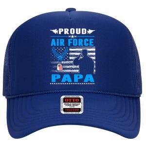 Usaf Proud Us Air Force Papa Gift Flag Veteran Patriotic Funny Gift High Crown Mesh Back Trucker Hat