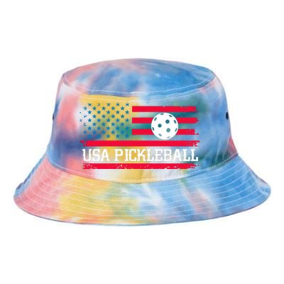 USA Pickleball Vector USA Flag Pickle Gift For Player Team Sport Tie Dye Newport Bucket Hat