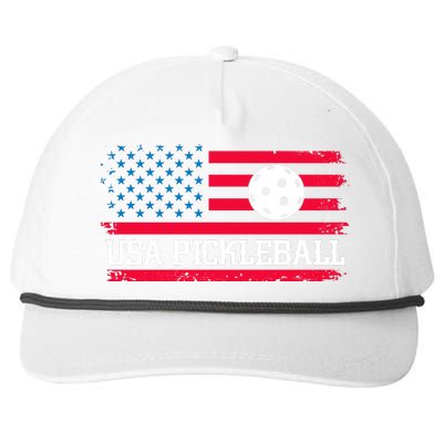 USA Pickleball Vector USA Flag Pickle Gift For Player Team Sport Snapback Five-Panel Rope Hat