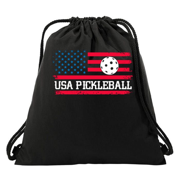 USA Pickleball Vector USA Flag Pickle Gift For Player Team Sport Drawstring Bag