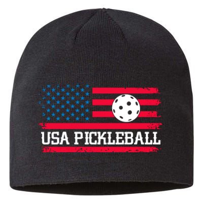 USA Pickleball Vector USA Flag Pickle Gift For Player Team Sport Sustainable Beanie