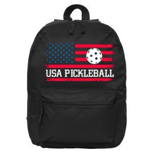 USA Pickleball Vector USA Flag Pickle Gift For Player Team Sport 16 in Basic Backpack