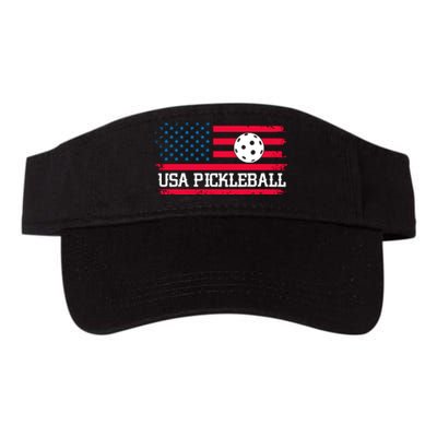 USA Pickleball Vector USA Flag Pickle Gift For Player Team Sport Valucap Bio-Washed Visor