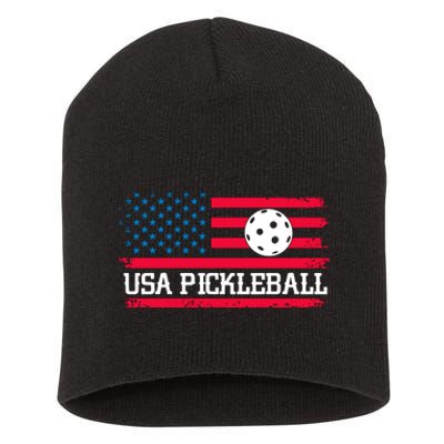 USA Pickleball Vector USA Flag Pickle Gift For Player Team Sport Short Acrylic Beanie