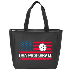 USA Pickleball Vector USA Flag Pickle Gift For Player Team Sport Zip Tote Bag