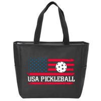 USA Pickleball Vector USA Flag Pickle Gift For Player Team Sport Zip Tote Bag